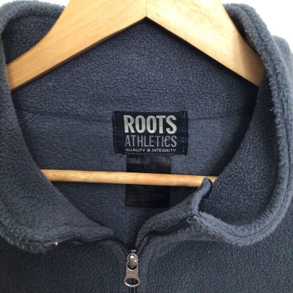 ROOTS Athletics jacket grey blue Large full zip polar fleece sweater - Picture 4 of 12